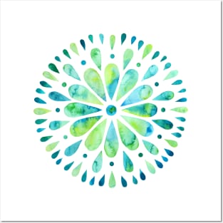 Mandala Love - Aqua Water Posters and Art